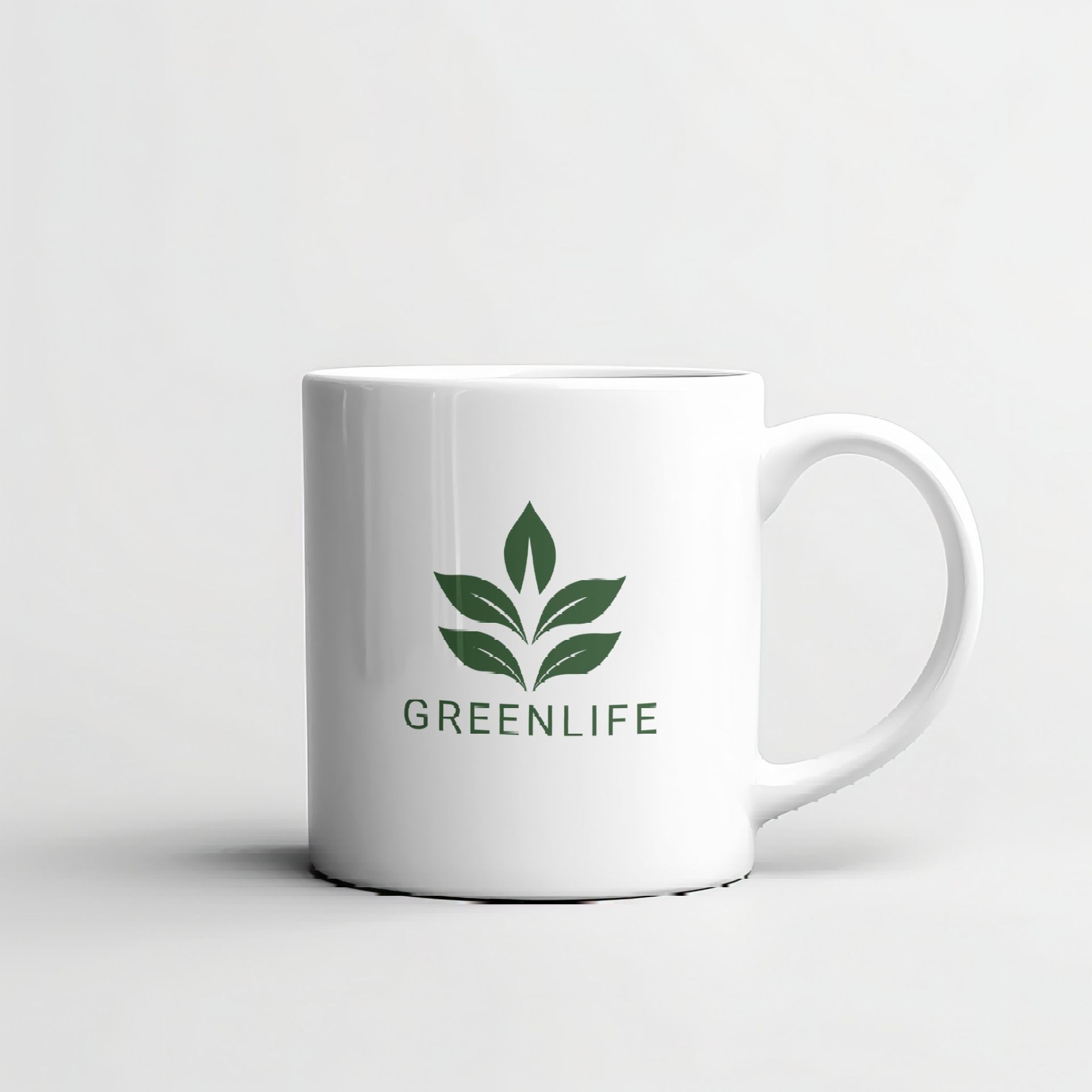 Branded GreenLife ceramic mug with green leaf logo